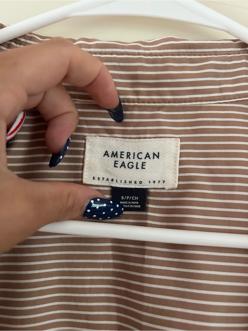 American Eagle Outfitters Brown Striped Lightweight Shirt Jacket - Picture 2 of 3